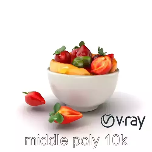 Nordic Dessert Bowl with Strawberry and Kiwi Gallete model pack Low-poly 3D model