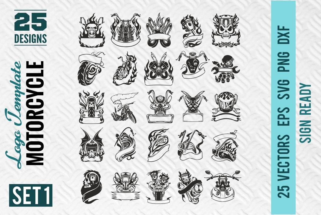 Bundle 1 Motorcycle Logo Template SVG Sign Bike Motor SVG view 2