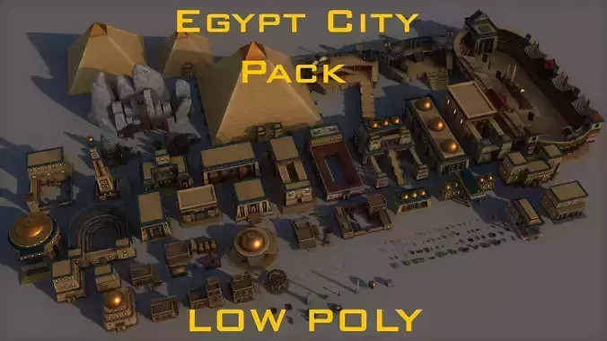 Ancient Egyptian City Pack Low-poly 3D model