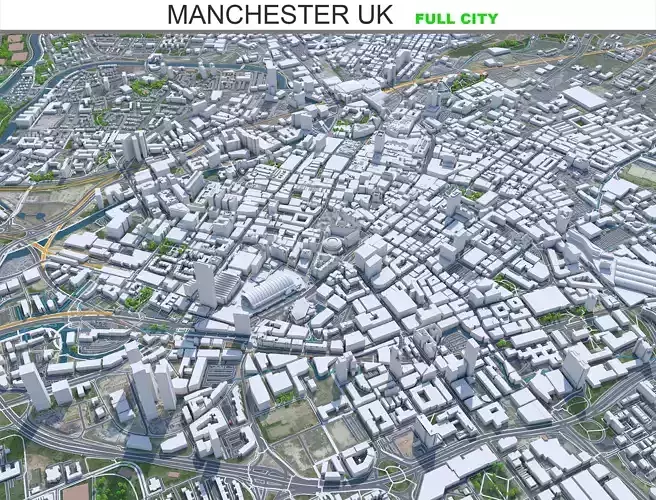 Manchester City United Kingdom Low-poly 3D model