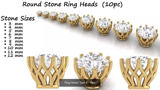 Round Ring Heads Collection of 115pc 3D Model Pack view 3