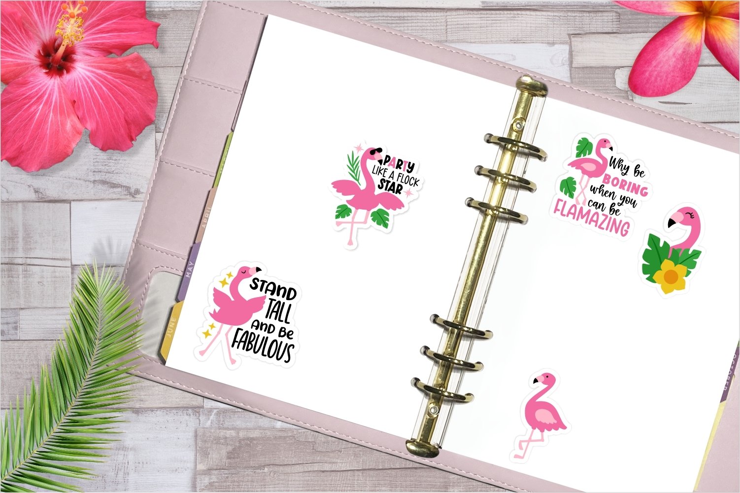 Sassy Flamingo sticker bundle | Tropical printable stickers view 3
