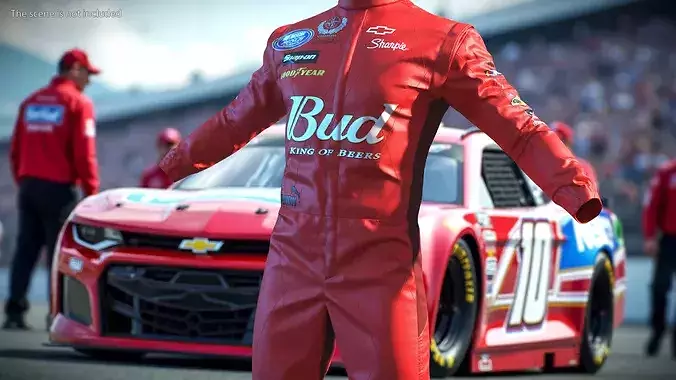 Chevrolet NASCAR Driver Suit with Bud Branding Red 3D model view 3