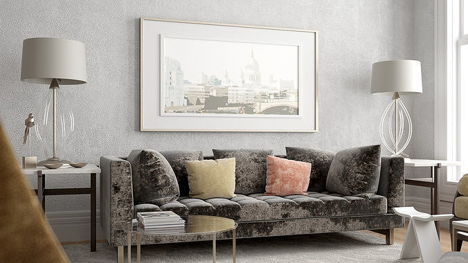 Redshift - C4D Scene files - Living Room Interior 3D model 3D model view 3