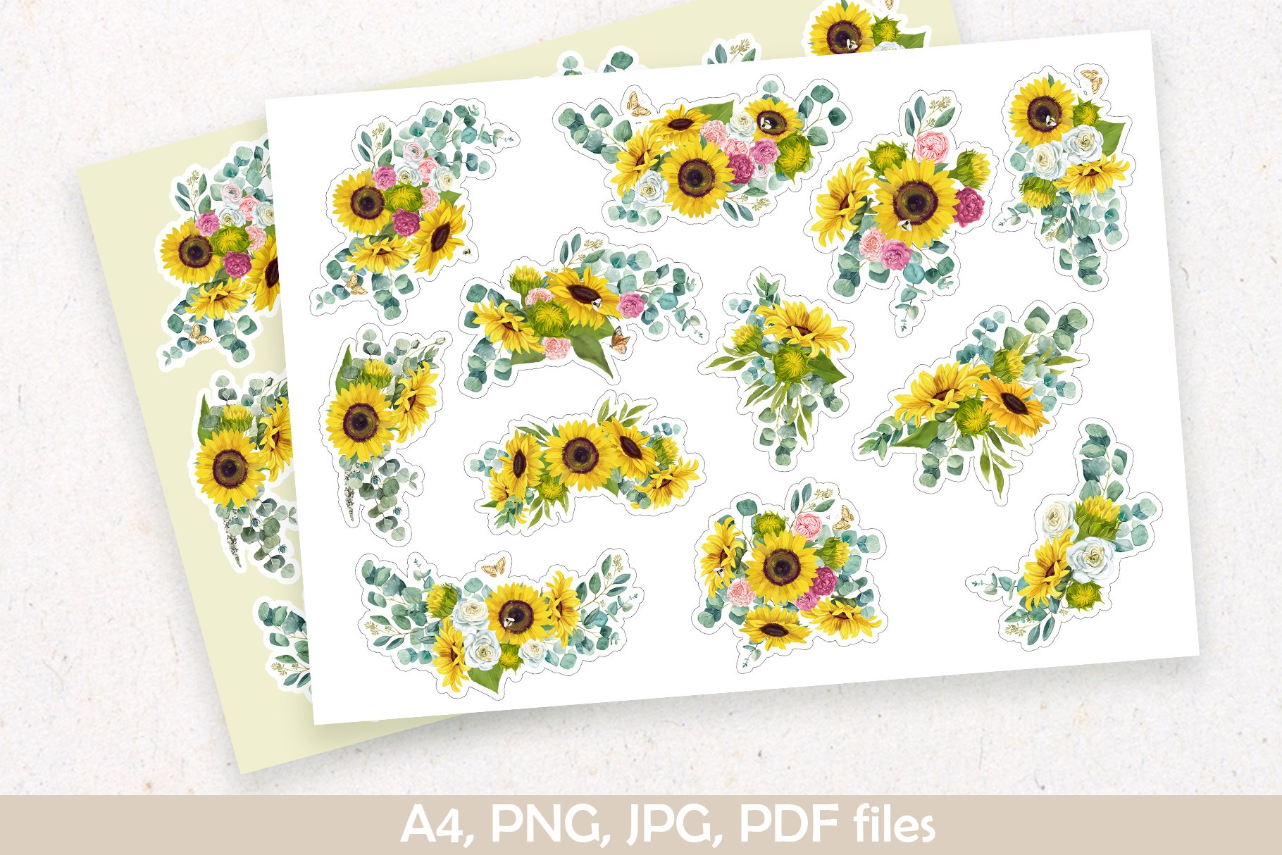 Sunflowers Printable Digital Stickers view 2