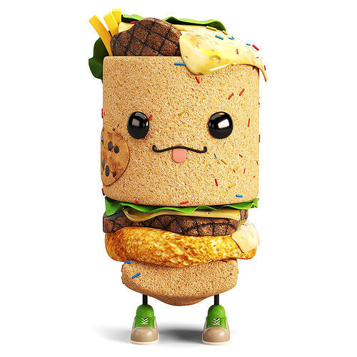 Cute Character Low-poly 3D model view 3
