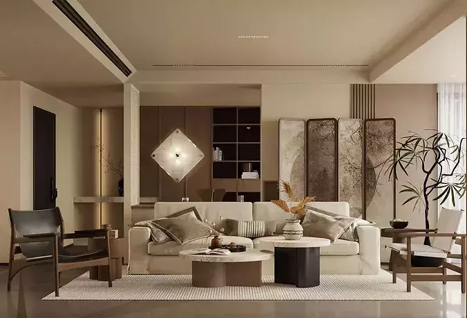 Wabi sabi Japanese Living Modern Japanese Living and Dining 3D model