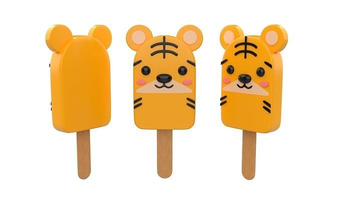 Cartoon Animal Ice Cream Cute Pack 01 Low-poly 3D model view 3