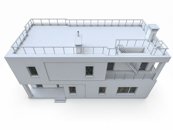 Modern Cottage Houses- 6 Pack Low-poly 3D model view 3