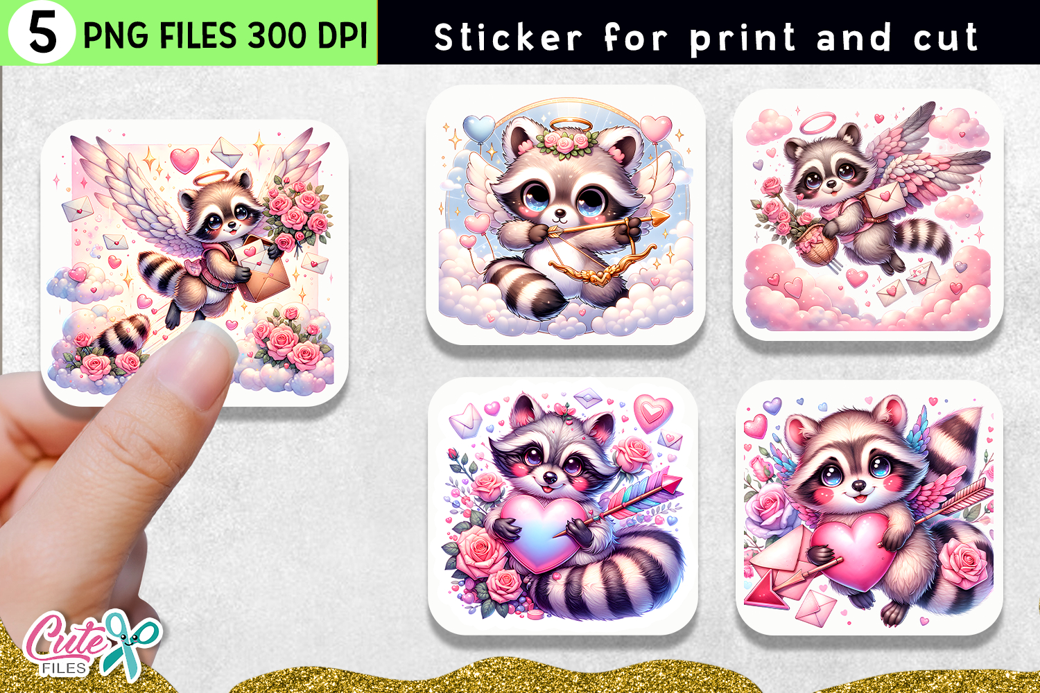 5 Funny Valentine Stickers | Mini PNG Sublimation Set