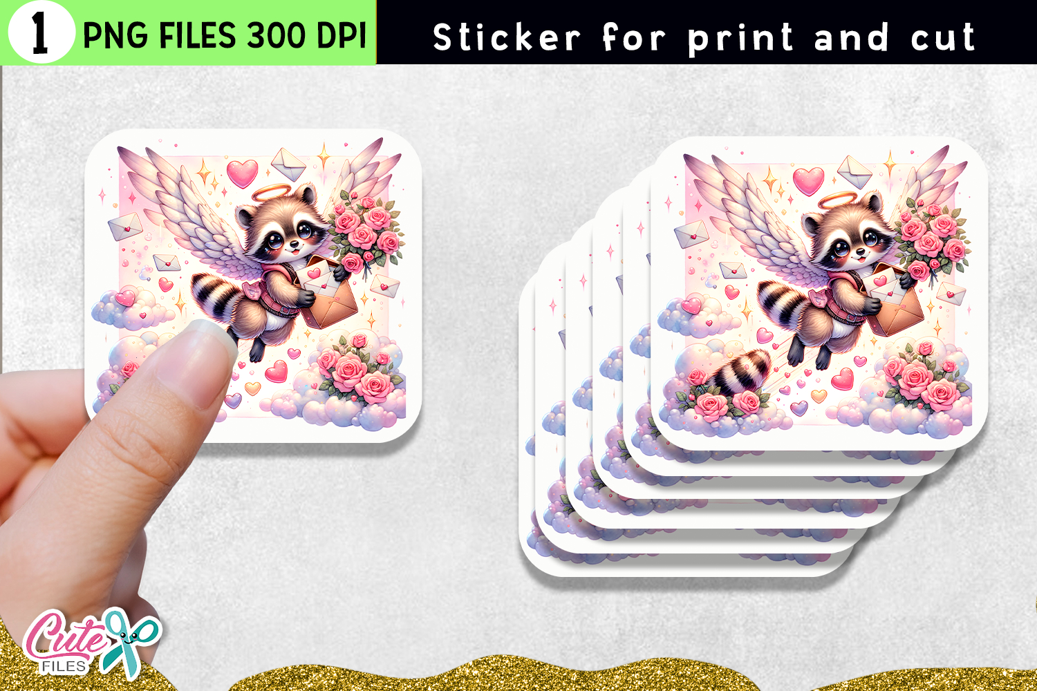 5 Funny Valentine Stickers | Mini PNG Sublimation Set view 2