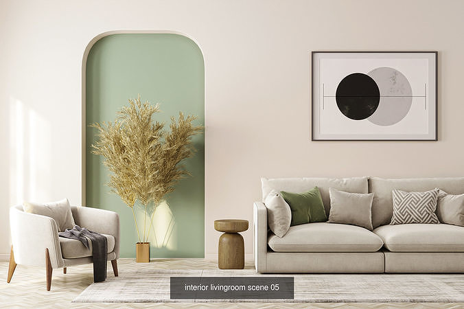 5 Interior living room scene collection Vol 2 3D Model Pack view 3