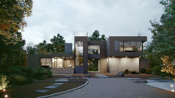 Corona - C4D scene files - KETTLE HOLE HOUSE 3D model view 3