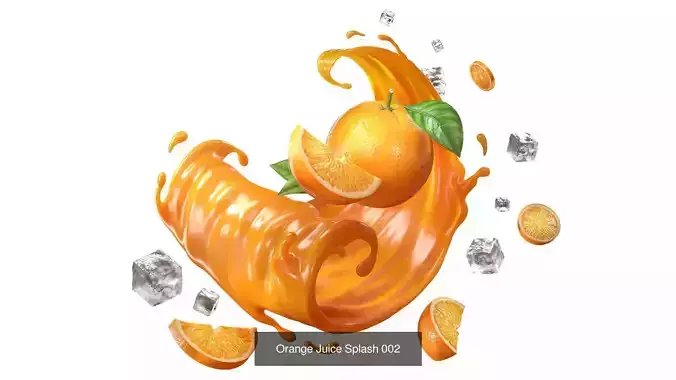 Orange Juice Splash 3 Model Collection 3D Model Pack view 3