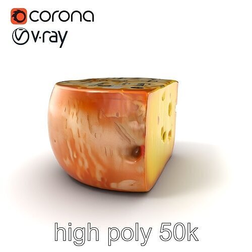 Artisanal Cheese Wheel with Rind Texturing model pack Low-poly 3D model view 3