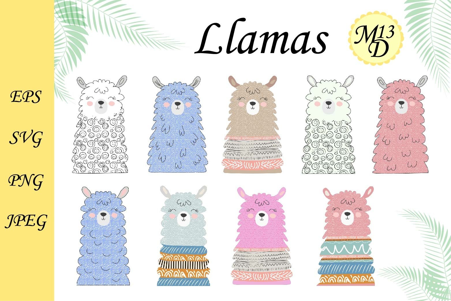 Bundle Llama in the Scandinavian style, EPS, SVG, PNG, JPEG view 3