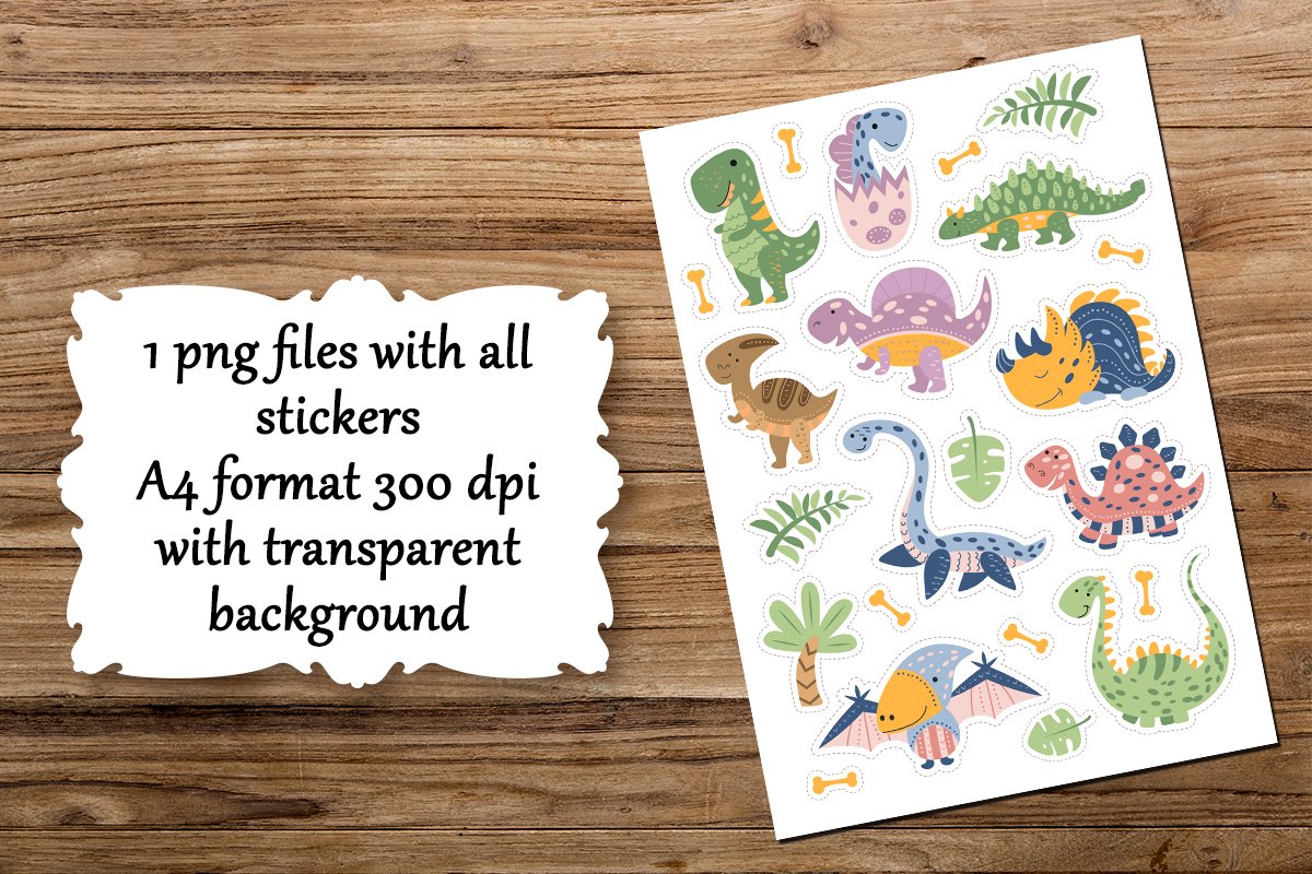 10 funny dinosaurs stickers bundle view 2