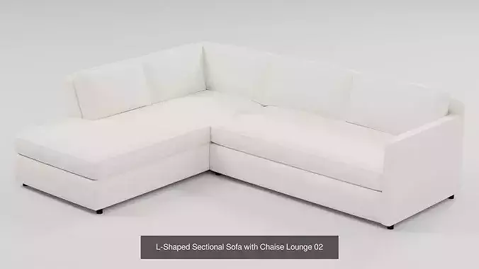 L-Shaped Sectional Sofa with Chaise Lounge - 6-Color Variants 3D Model Pack view 3