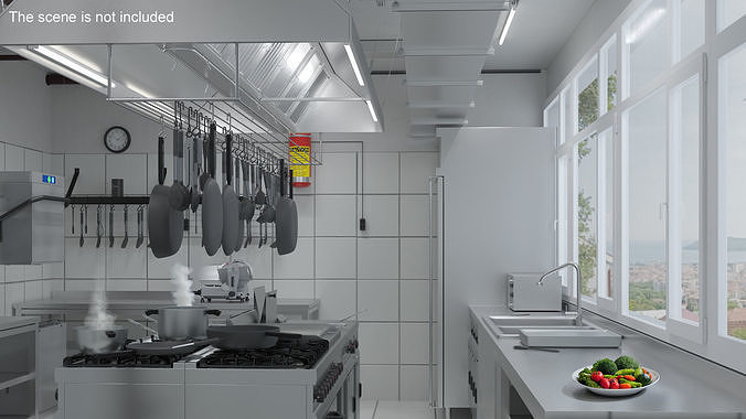 Restaurant Kitchen 3D model view 2