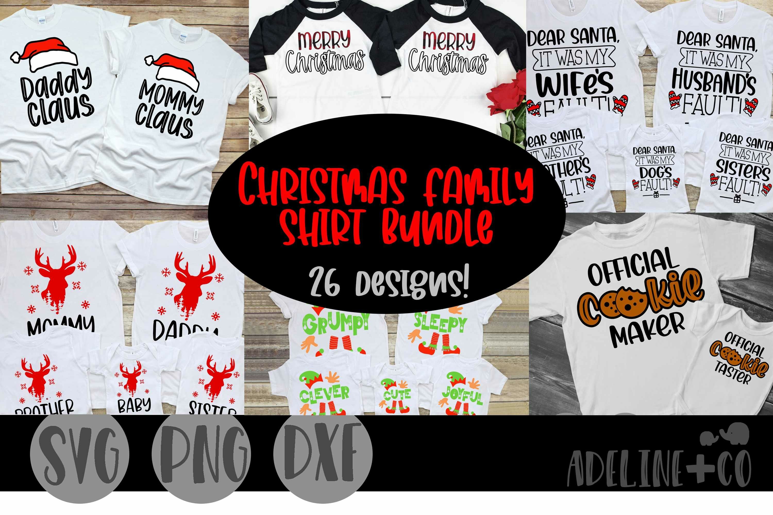 Christmas family shirt bundle, SVG, PNG, DXF