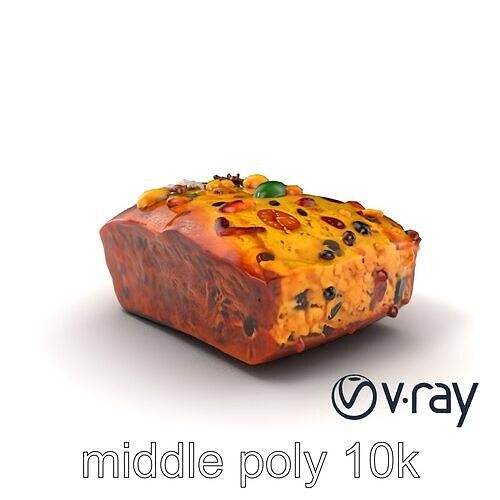 Festive Fruit Cake Detailed 3D Model Pack Low-poly 3D model view 3