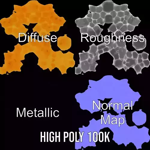 Golden Honeycomb model pack Low-poly 3D model view 3