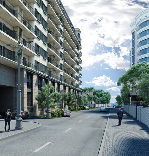Residental Complex and Hotel 3D model view 3