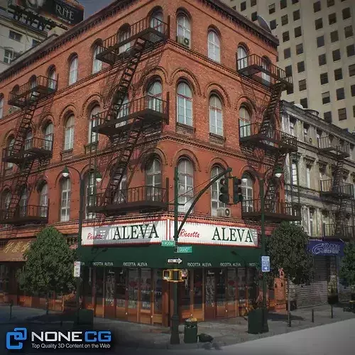 New York Block Set 4 V2 Low-poly 3D model view 3