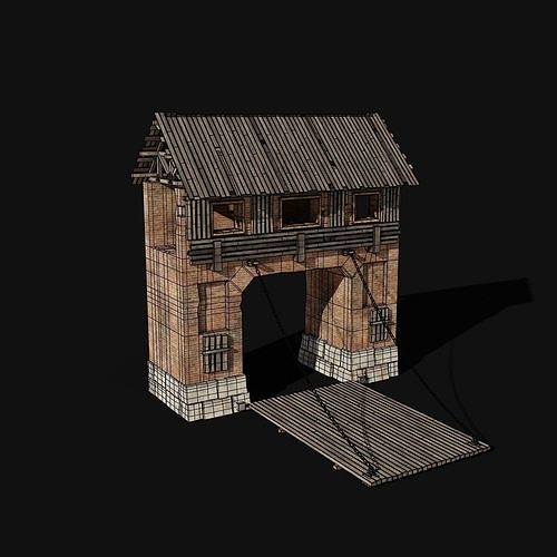 CASTLE MEDIEVAL WATCH TOWER WALLS WALL BUILDER COLLECTION AAA Low-poly 3D model view 3