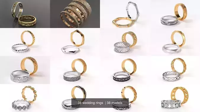 38 wedding rings  3D Model Pack