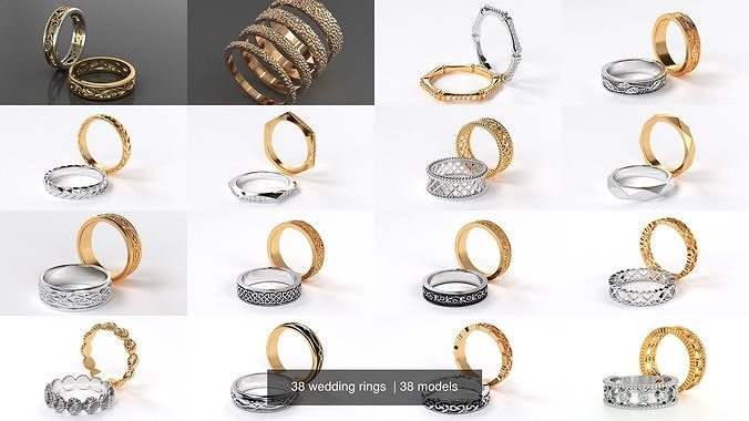 38 wedding rings  3D Model Pack view 3
