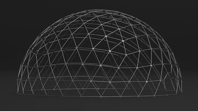 Hemisphere Geodesic Metal Construction 3D model view 3