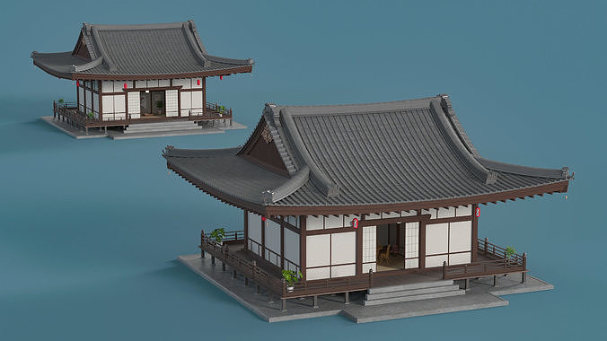 Japan Traditional House Full Interior 3D model view 3