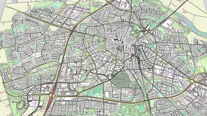 Cityscape Lund Sweden 3D model view 3