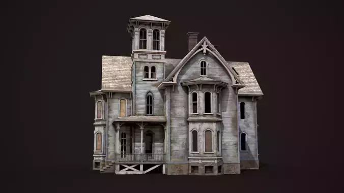 Old Haunted House Low-poly 3D model view 3