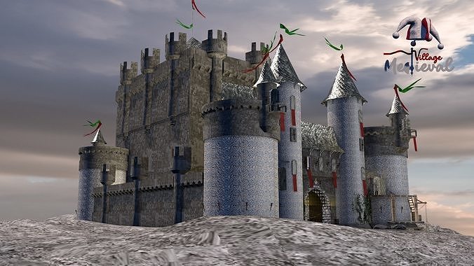Medieval Castle Dalle 3D model view 3
