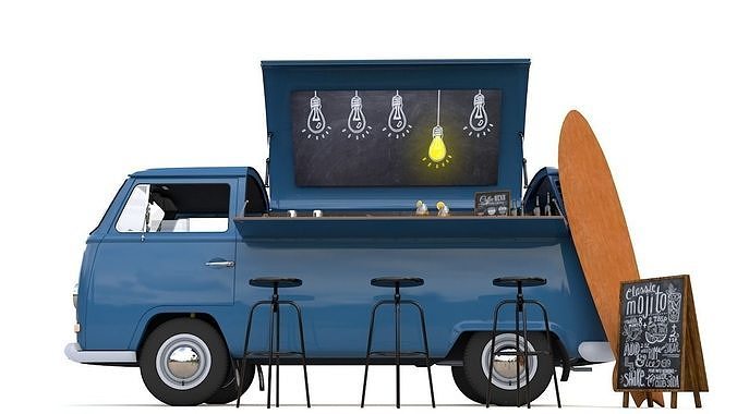 VW T2 FOOD AND COFFEE VAN 1974 3D model view 3