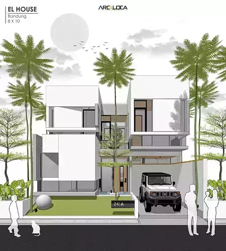 Modern Minimalist White House 3D Model Contemporary Design 3D model
