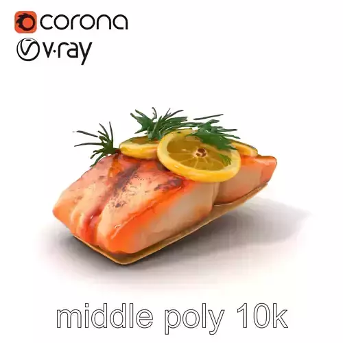 Gourmet Seared Salmon Fillet Dish model pack Low-poly 3D model