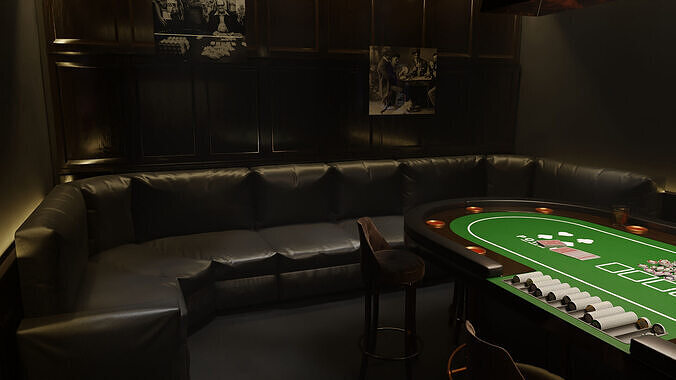 Poker Room 3D Set 3D model view 3