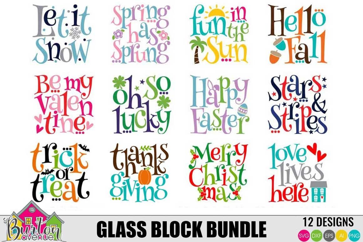 Holidays and Seasons Glass Block Bundle | Square SVG Files