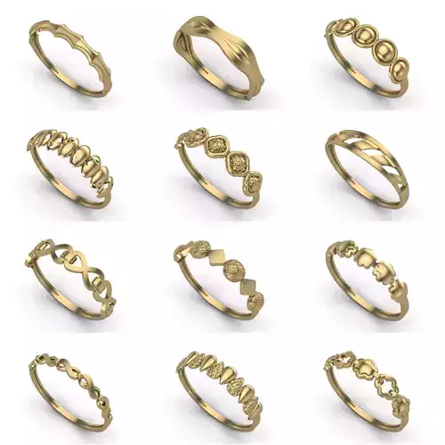 100 Files - Women Ring Womens Rings Plain Models  STL 3DM 3D Model Pack view 3
