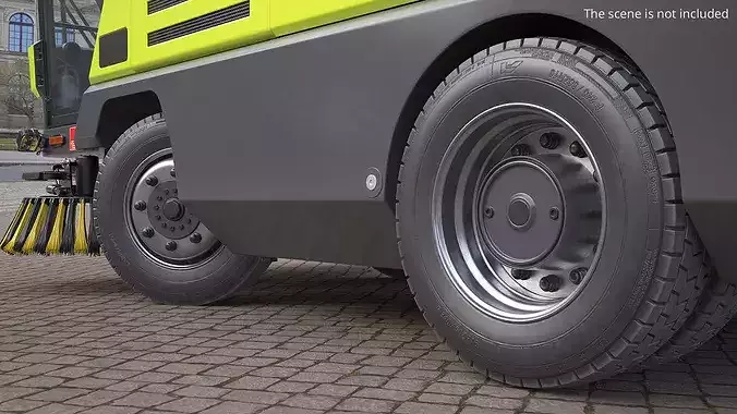 Commercial Truck Wheel Set with Dual Tires Black 3D model view 3